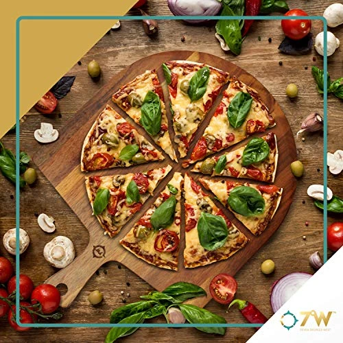 Wood Pizza Board - Wooden Pizza Paddle - Acacia Wood Pizza Peel - 17"x13" - Cheese Board - Charcuterie Board - Baking Spatula - Farmhouse Wall Decor - Bread Board - Great For Gifts - 7 Degrees West 4 Wood Pizza Board - Wooden Pizza Paddle - Acacia Wood Pizza Peel - 17"x13" - Cheese Board - Charcuterie Board - Baking Spatula - Farmhouse Wall Decor - Bread Board - Great For Gifts - 7 Degrees West - Image 2