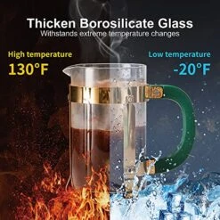 French Press Coffee & Tea Maker, 34 Ounce Coffee Press Coffee Maker, 304 Stainless Steel Heat Resistant High Boron Glass Easy To Clean (Dark Green, 34oz) 10 French Press Coffee & Tea Maker, 34 Ounce Coffee Press Coffee Maker, 304 Stainless Steel Heat Resistant High Boron Glass Easy To Clean (Dark Green, 34oz) -KitchenAid Shop 61zxbdtwyPL