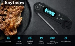 Meat Thermometer Digital, Instant Read Meat Thermometer For Cooking, Food Thermometer With Long Probe And Blacklight, Kitchen Thermometer Temperature For Oven, Candy, Grill, BBQ, Black -KitchenAid Shop 91DdmhE08yL