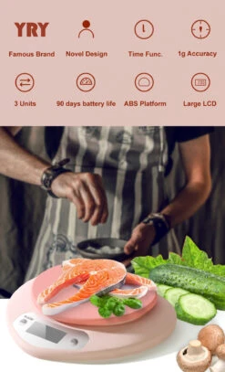 Pink Kitchen Scale - Large LCD Display, Tare Function, 11 Lbs(5kg) Capacity, 0.03 Oz.(1g) Precise Graduation, ML And Oz Unit For Liquids And Solids - Ideal Food Scale For Baking & Cooking (5kg/1g) -KitchenAid Shop 91WBFO13wrL