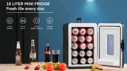 Orthclan 15L Mini Fridge For Bedroom, 110V AC/ 12V DC Portable Thermoelectric Cooler And Warmer Small Refrigerators For Home, Dorm, Office And Car, Skincare, Cosmetic, Beverage, Removable Shelf, Black -KitchenAid Shop A1fWe755N8L